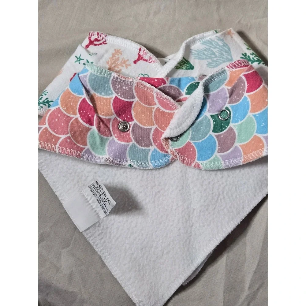 Copper Pearl Bandana Baby Bibs Mermaid Coral‎ Scales Set of 3 Snaps